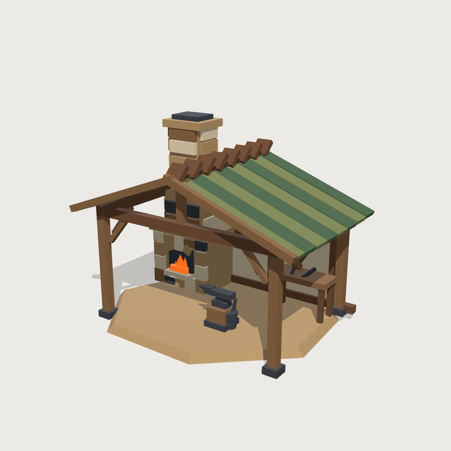 Blacksmith Forge low-poly 3D model