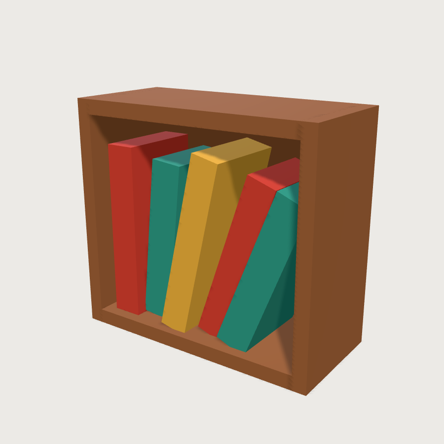 Bookshelf low-poly 3D model