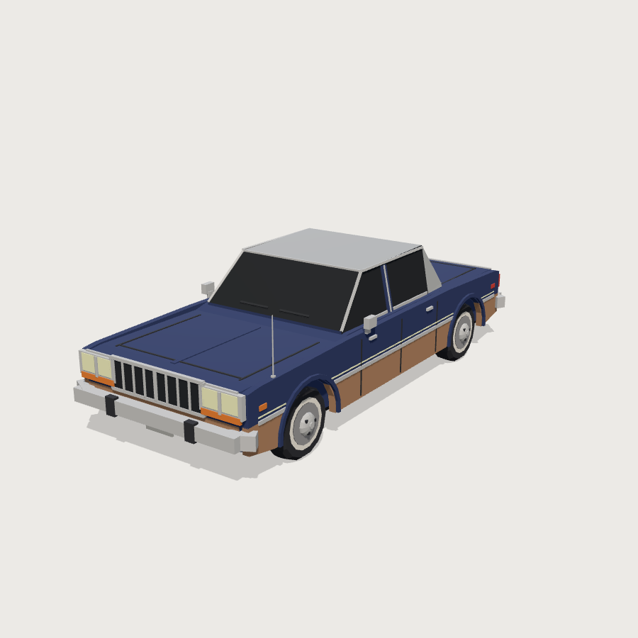 Boxy-sedan-70s low-poly 3D model