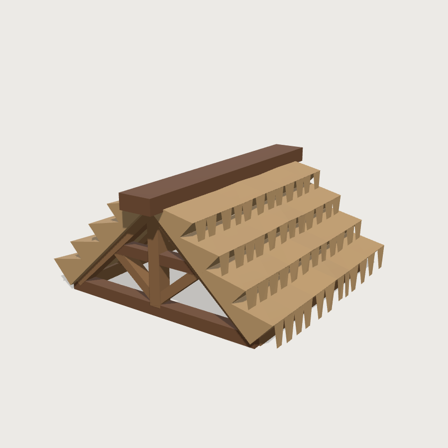 Gable Roof Section low-poly 3D model
