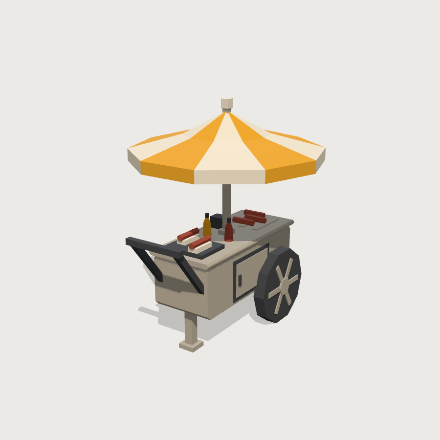 Hot Dog Cart low-poly 3D model