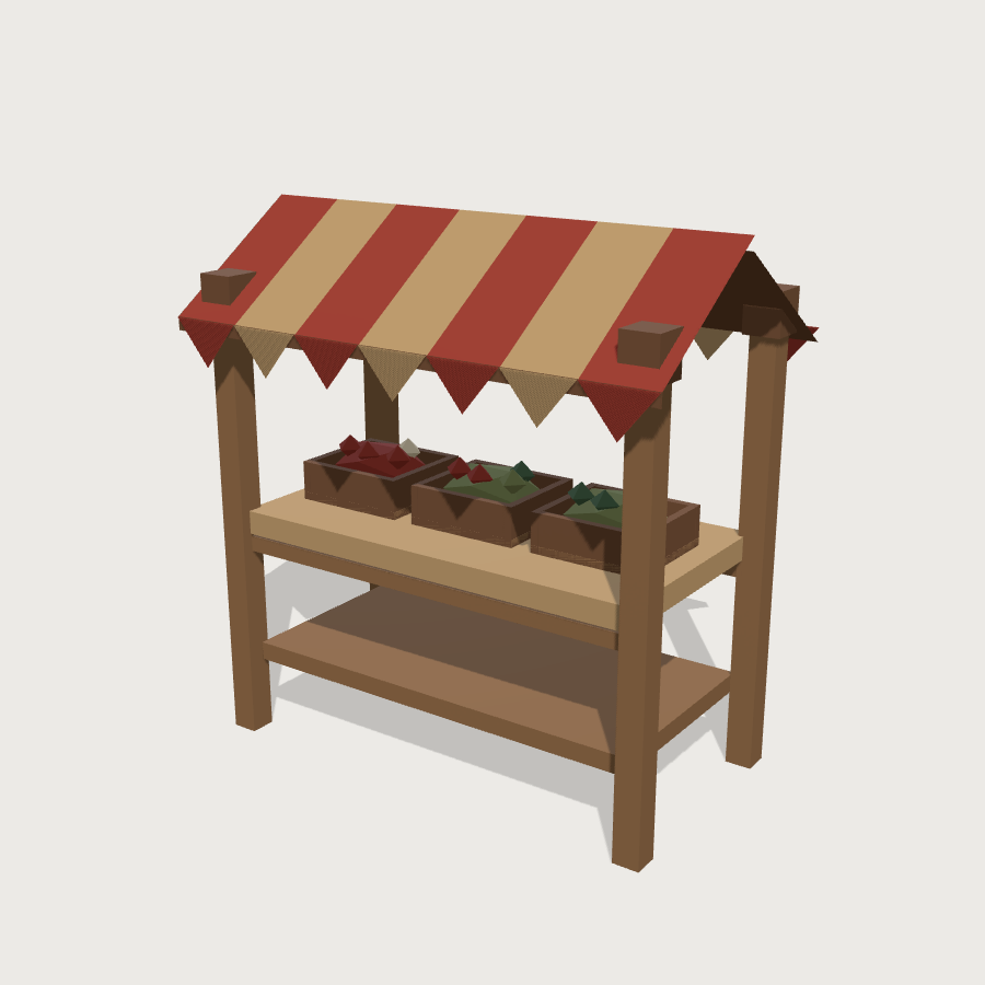 Market Stall low-poly 3D model