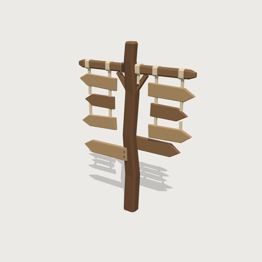 Signpost low-poly 3D model