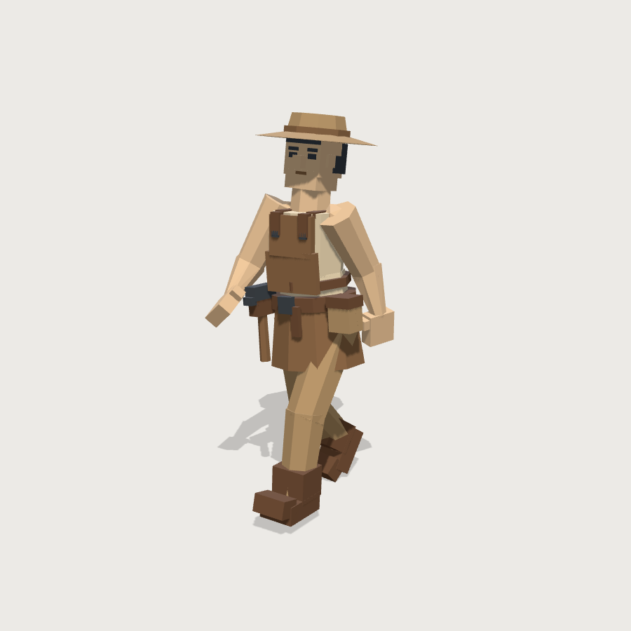 Female Villager low-poly 3D model