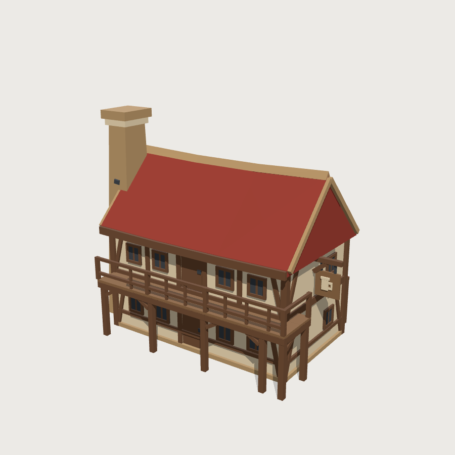 Village Tavern low-poly 3D model