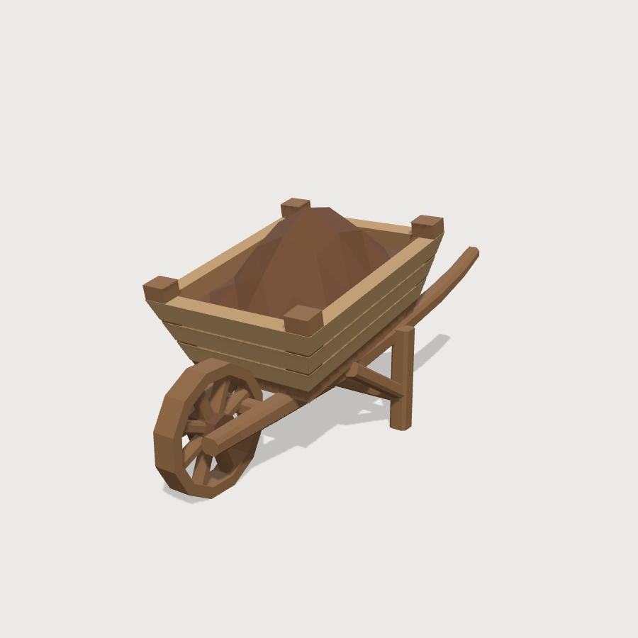 Wheelbarrow low-poly 3D model