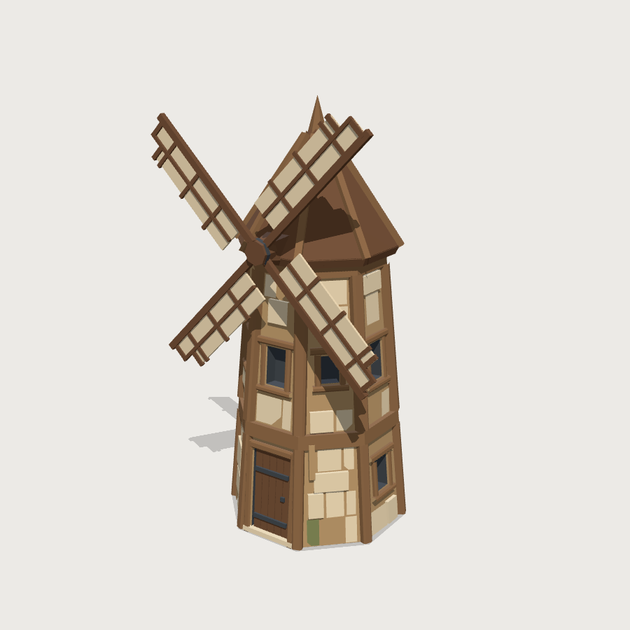 Windmill low-poly 3D model