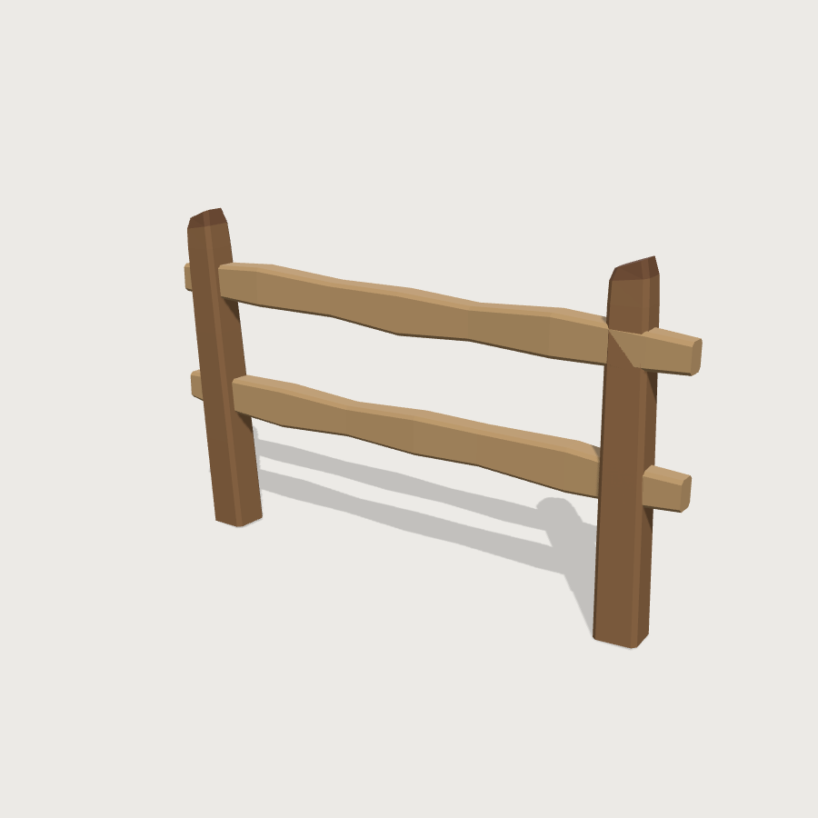 Wooden Fence low-poly 3D model
