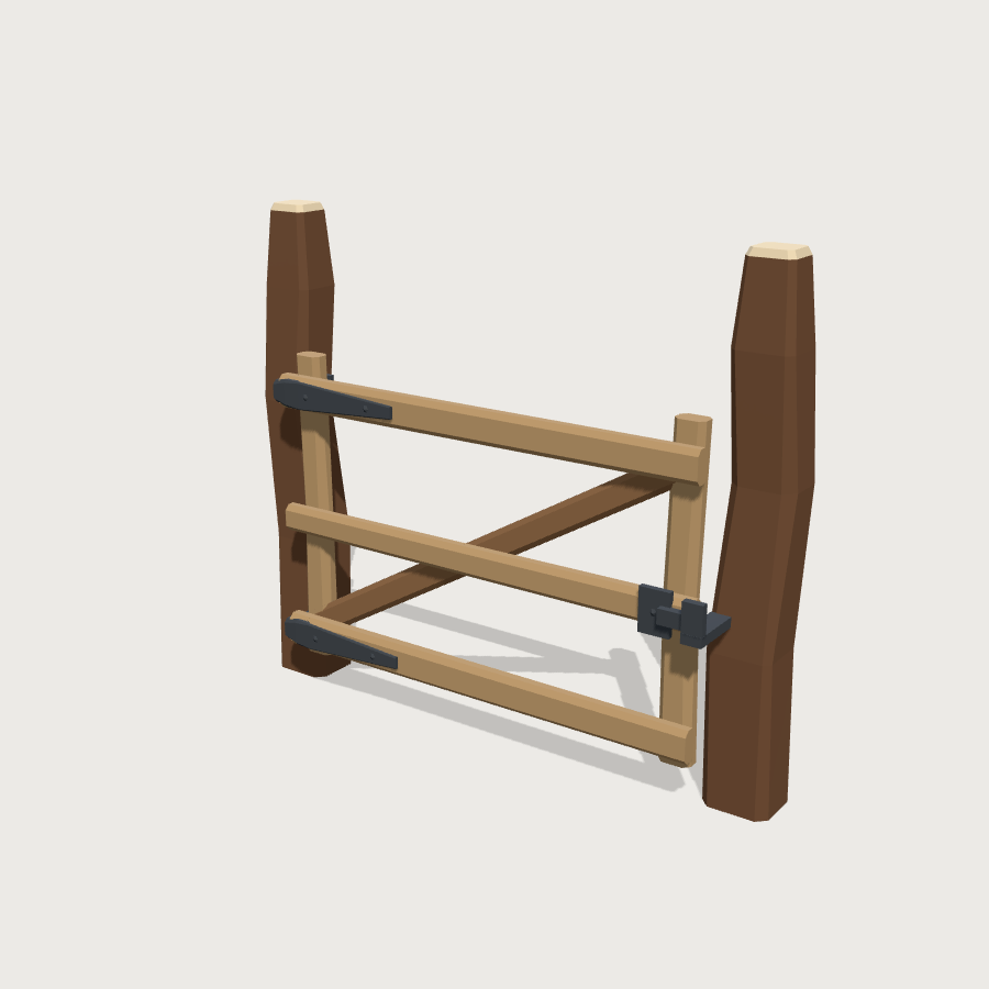Wooden Gate low-poly 3D model